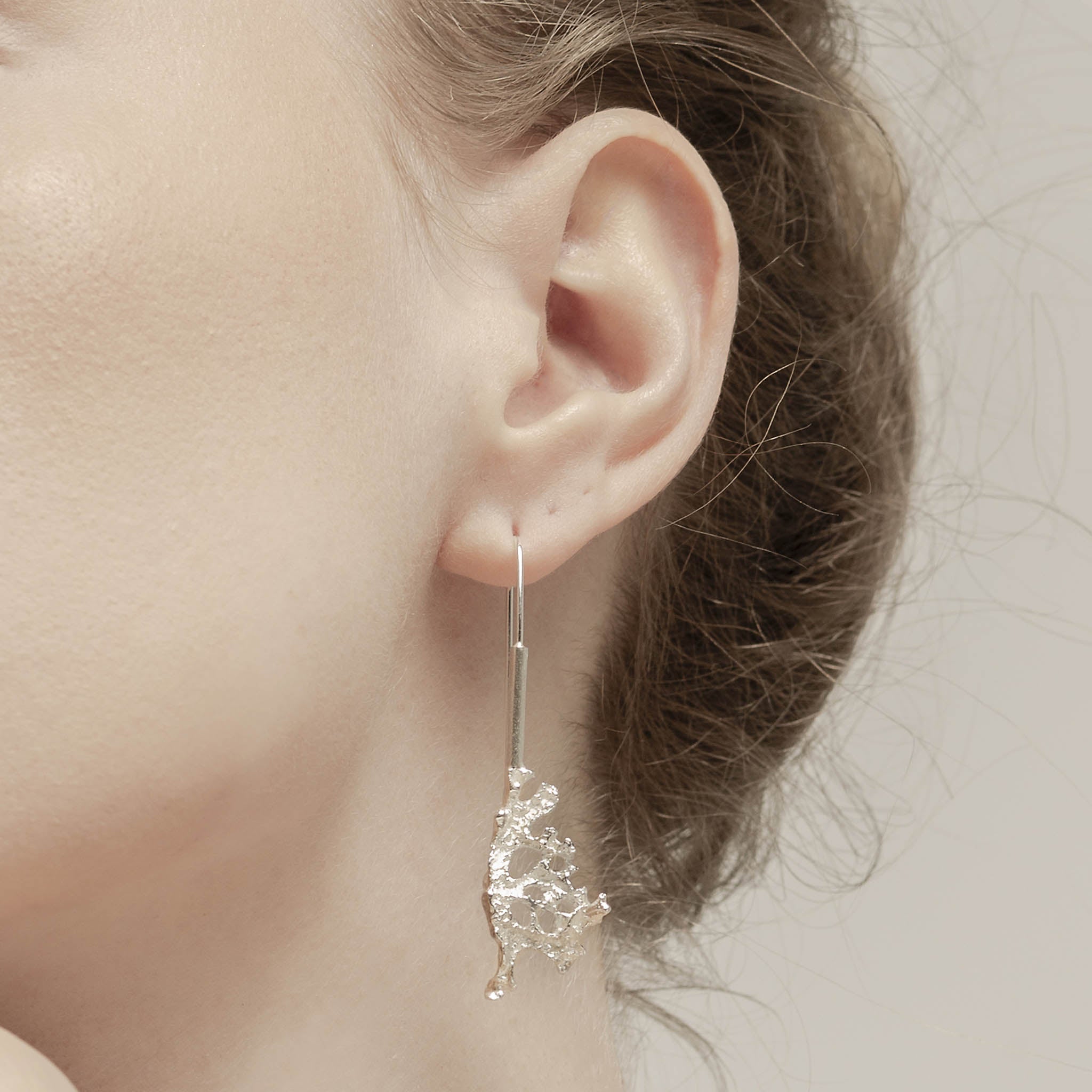 Drop Lichen Earrings in Gold-Plated Silver